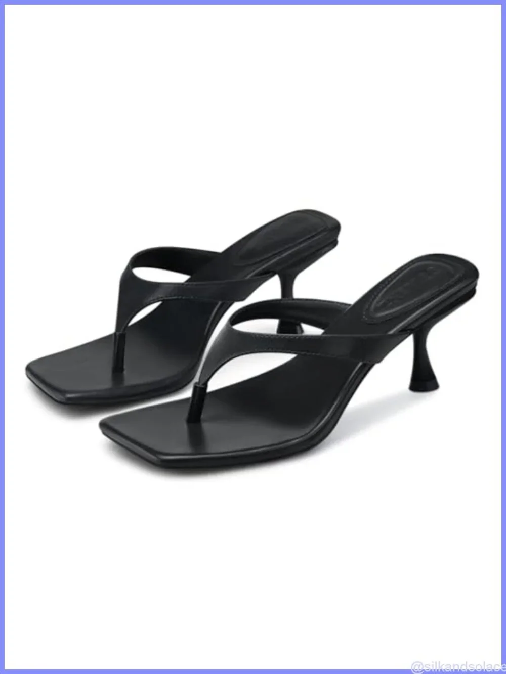 Women's Kitten Heel Flip Flop Sandals - 2.5 Inch Heeled Thong Sandal Square Toe